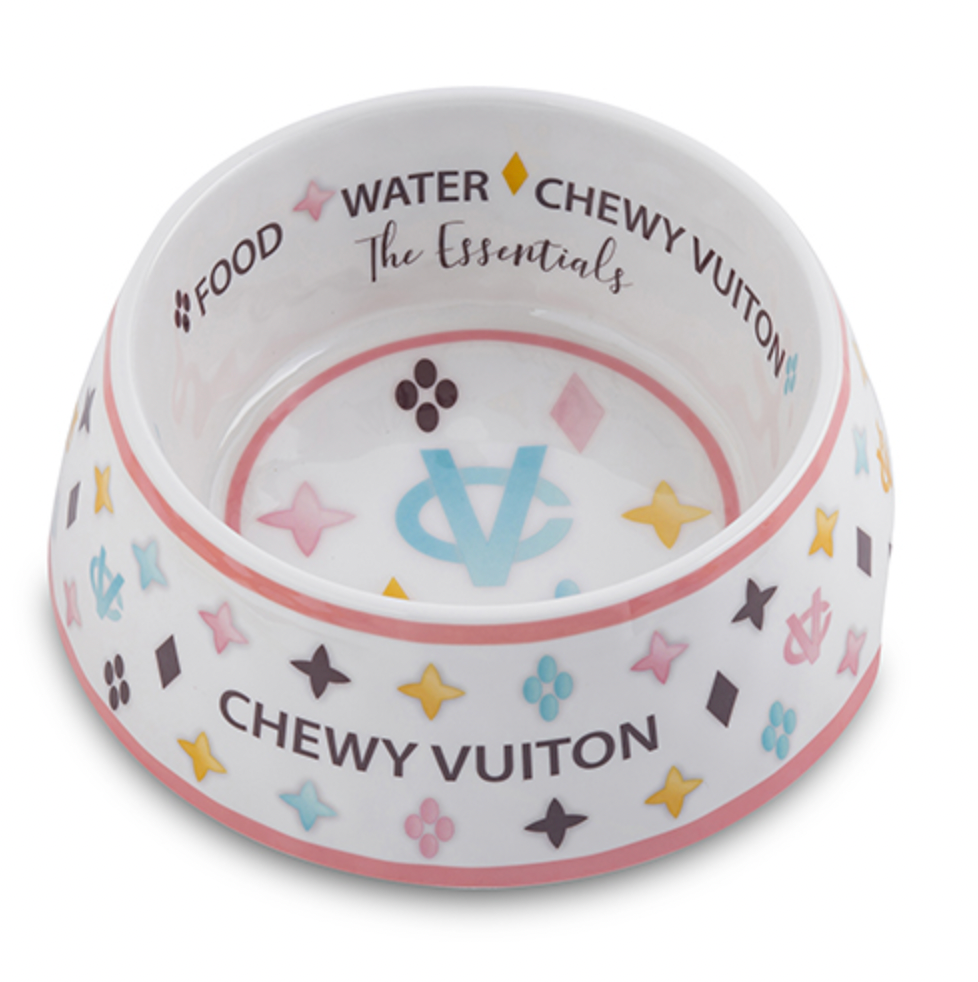 White Chewy Vuiton Bowl small